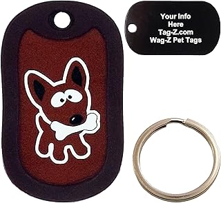 Custom Engraved Pet Tag - Small Dog With Bone - Brown - Dog Tag - Tag-Z Wag-Z