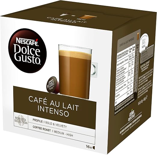 Cápsulas de Café con Estuche Nescafé Dolce Gusto 45831 Café Au Lait Intenso  (16 uds) : Amazon.co.uk: Grocery