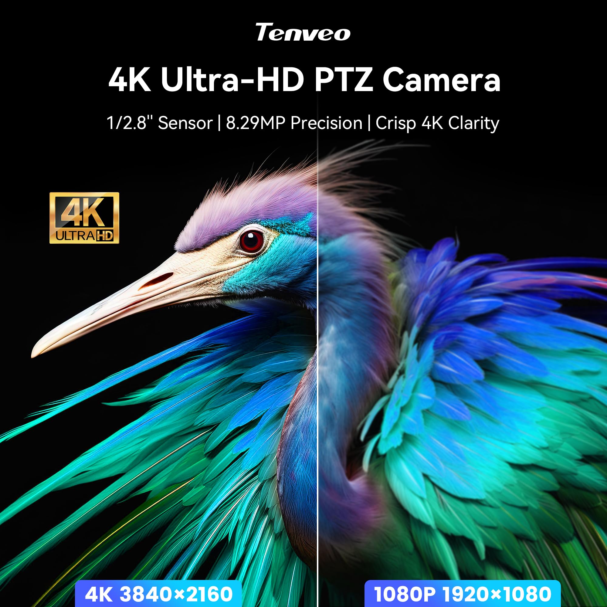 Tenveo Système de Caméra de Conférence 4K PTZ avec Haut-Parleur Bluetooth, 3X Zoom Optique AI Tracking, USB3.0/HDMI, 93° Grand Angle pour Vidéoconférence Réunions Église Éducation Zoom/Teams/OBS