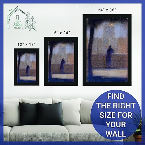 Miniatura 6 de Hombre de la cabaña perdida apoyado en un parapeto por Georges Pierre Seurat  Imprimir marco plano negro  Reproducción de pintura de arte fino