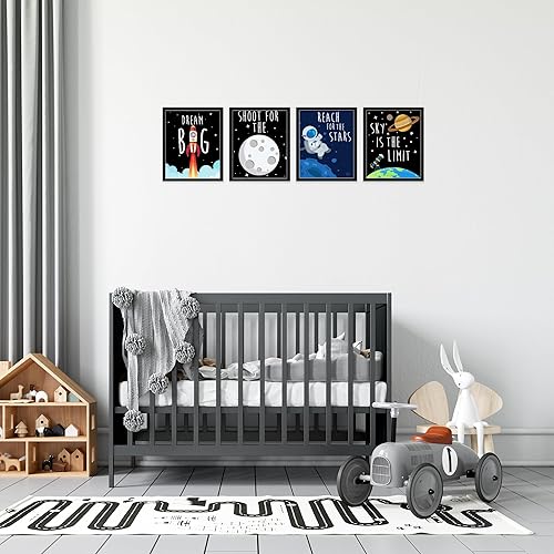 Miniatura 2 de Arte de pared espacial para dormitorio de niños, decoración de habitación del espacio exterior para niños, juego de 4 carteles sin marco (8 x 10