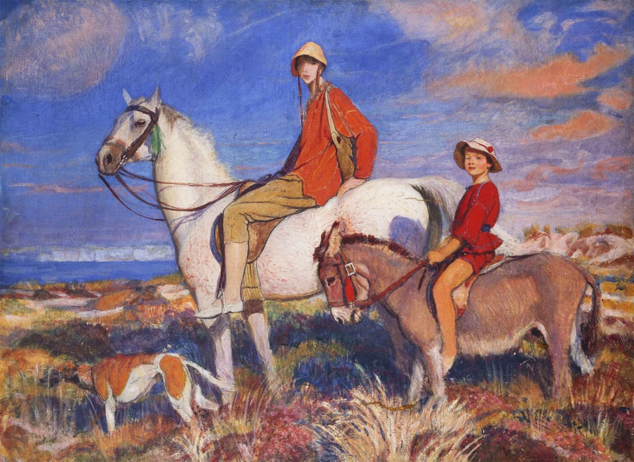 POSTERIIk Famous Animal Posters Vintage Picture Hilda and Mary At Studland Bay Dorset by George Spencer Watson Modern Wall Decor for Home Decor 60x90cm