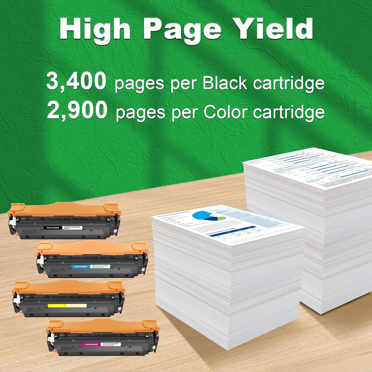 118 Toner Cartridges High Yield Replacements Compatible for Canon 118 CRG118 Works on Color imageCLASS MF8580Cdw MF8380Cdw MF8350Cdn MF726Cdw Printer ( 4 Pack Black Cyan Yellow Magenta Toner )