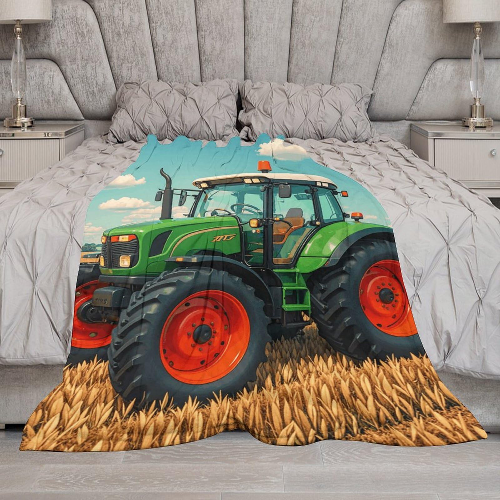 Couverture flanelle tracteur agricole plaid chaud grand format canapé lit enfant adulte toutes saisons