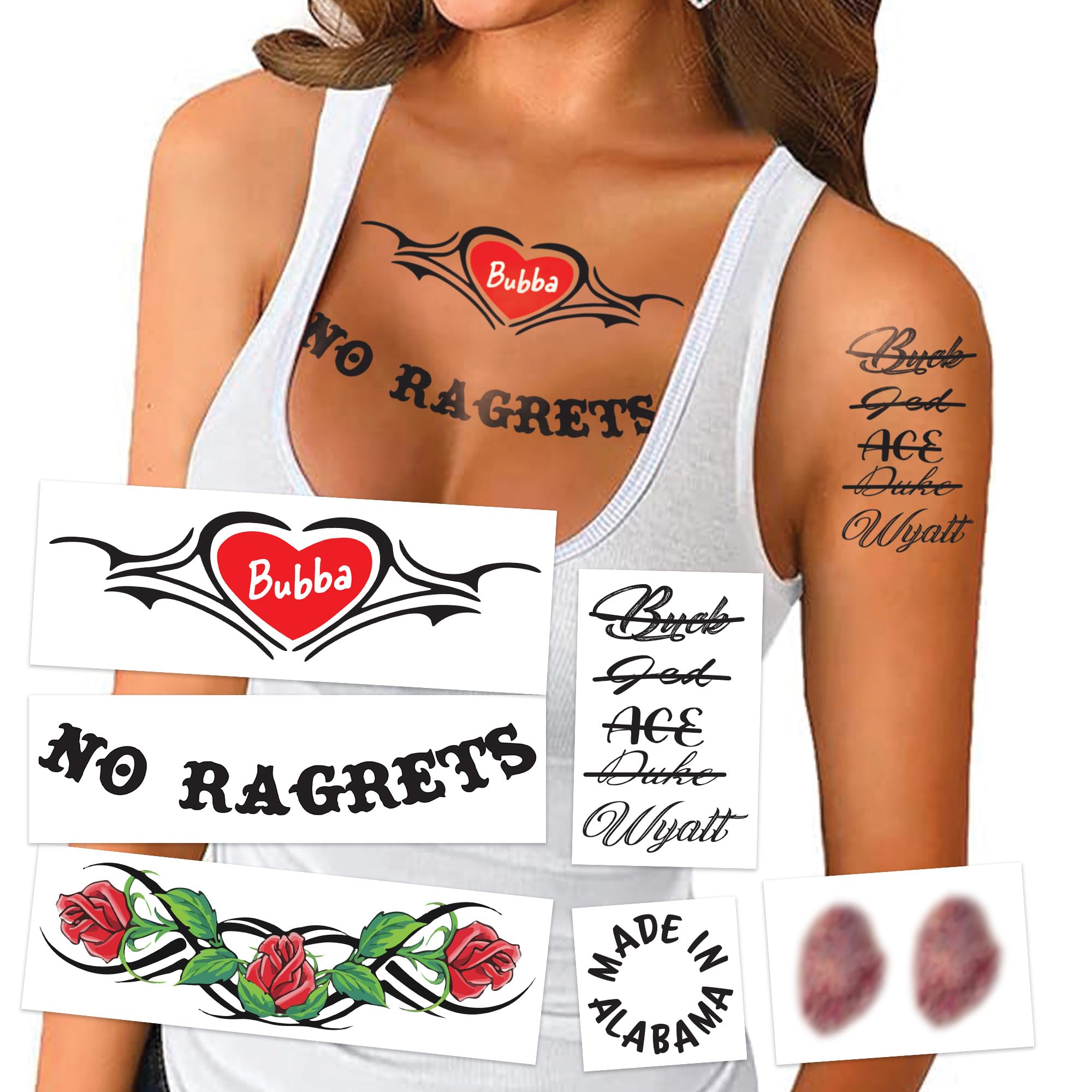 Female White Trash Temporary Tattoos/Easier than makeup/Perfect for Halloween/HillBilly Costume Idea