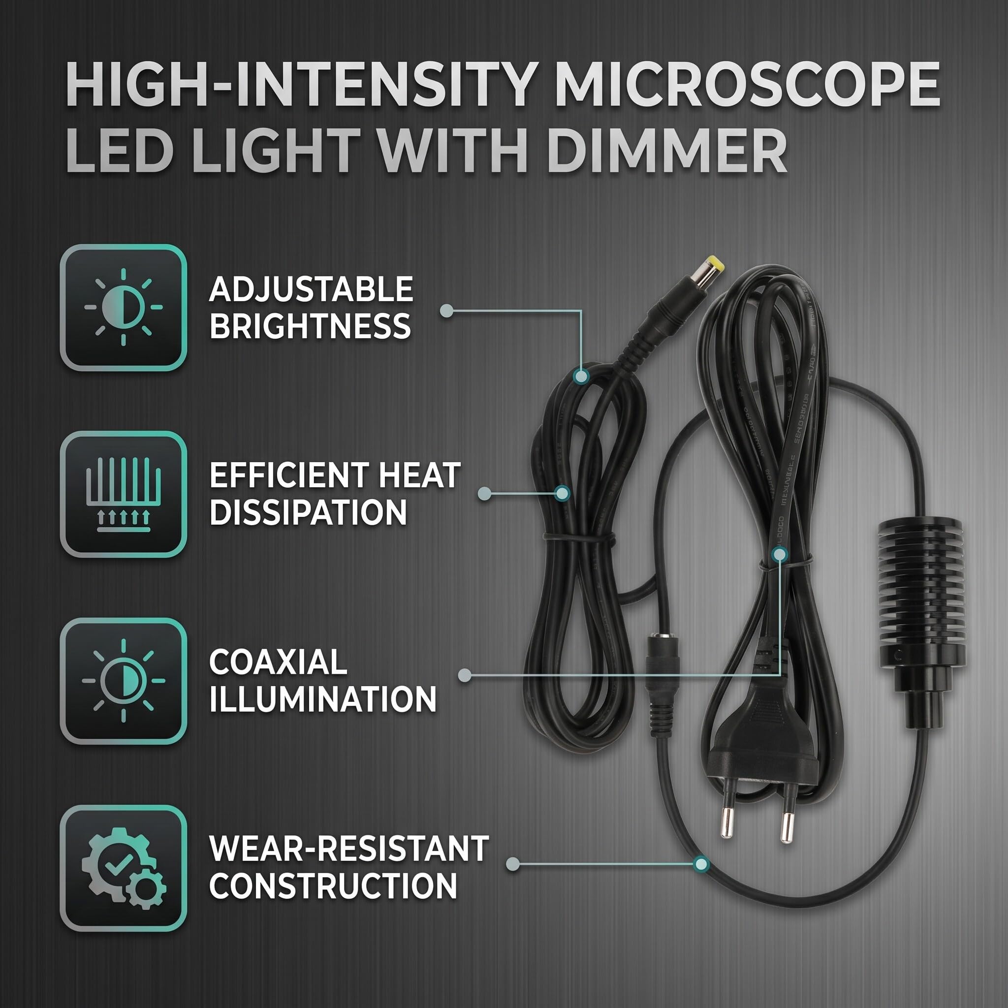 Mikroskop-Koaxial-Spot-Licht, Einstellbare Helligkeit, Verschleißfeste Wärmeableitung, Mikroskop-LED-Spot-Licht (Weiß)