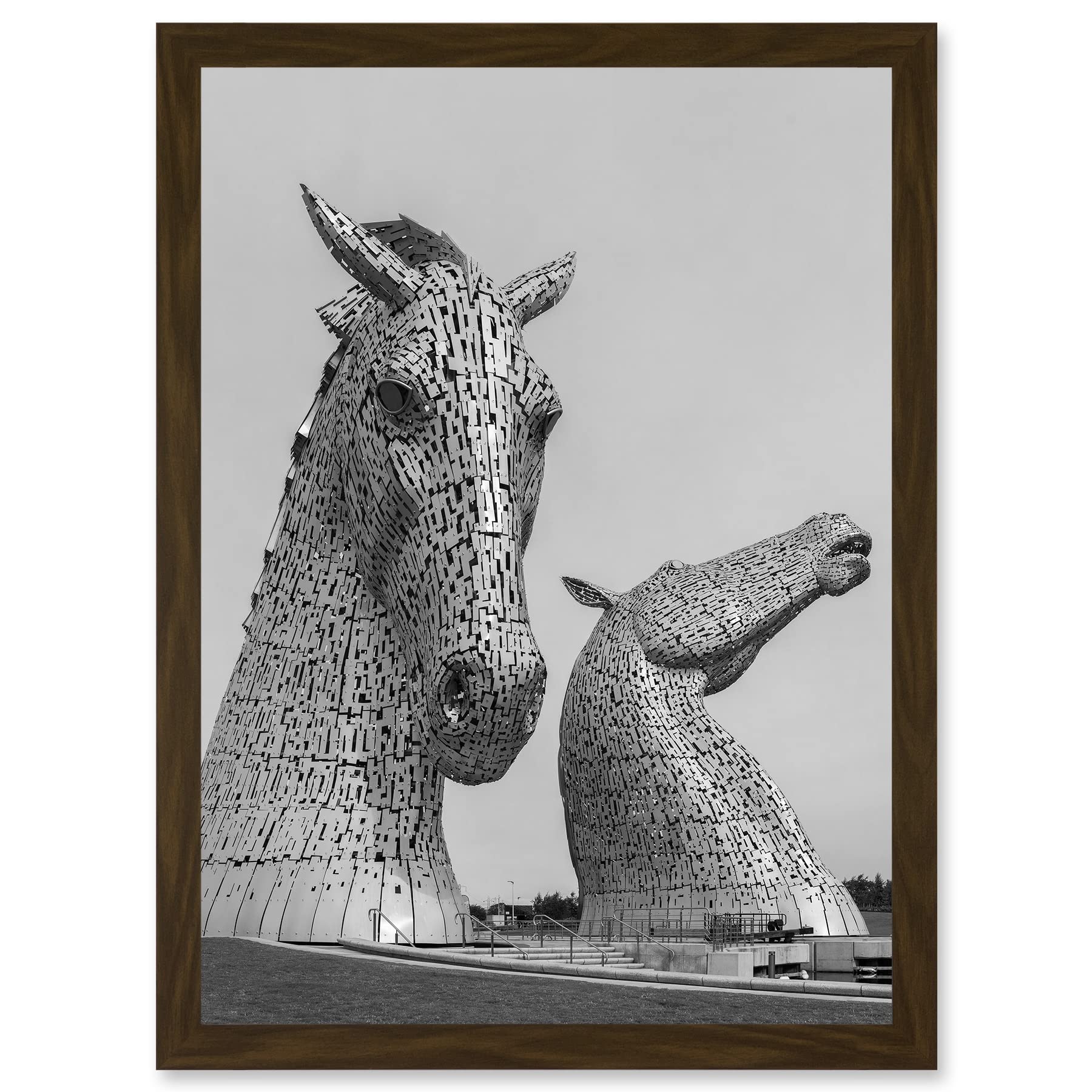 Wee Blue Coo Fines Kelpies Horse Sculptures Falkirk Scotland Artwork Framed Wall Art Print A4