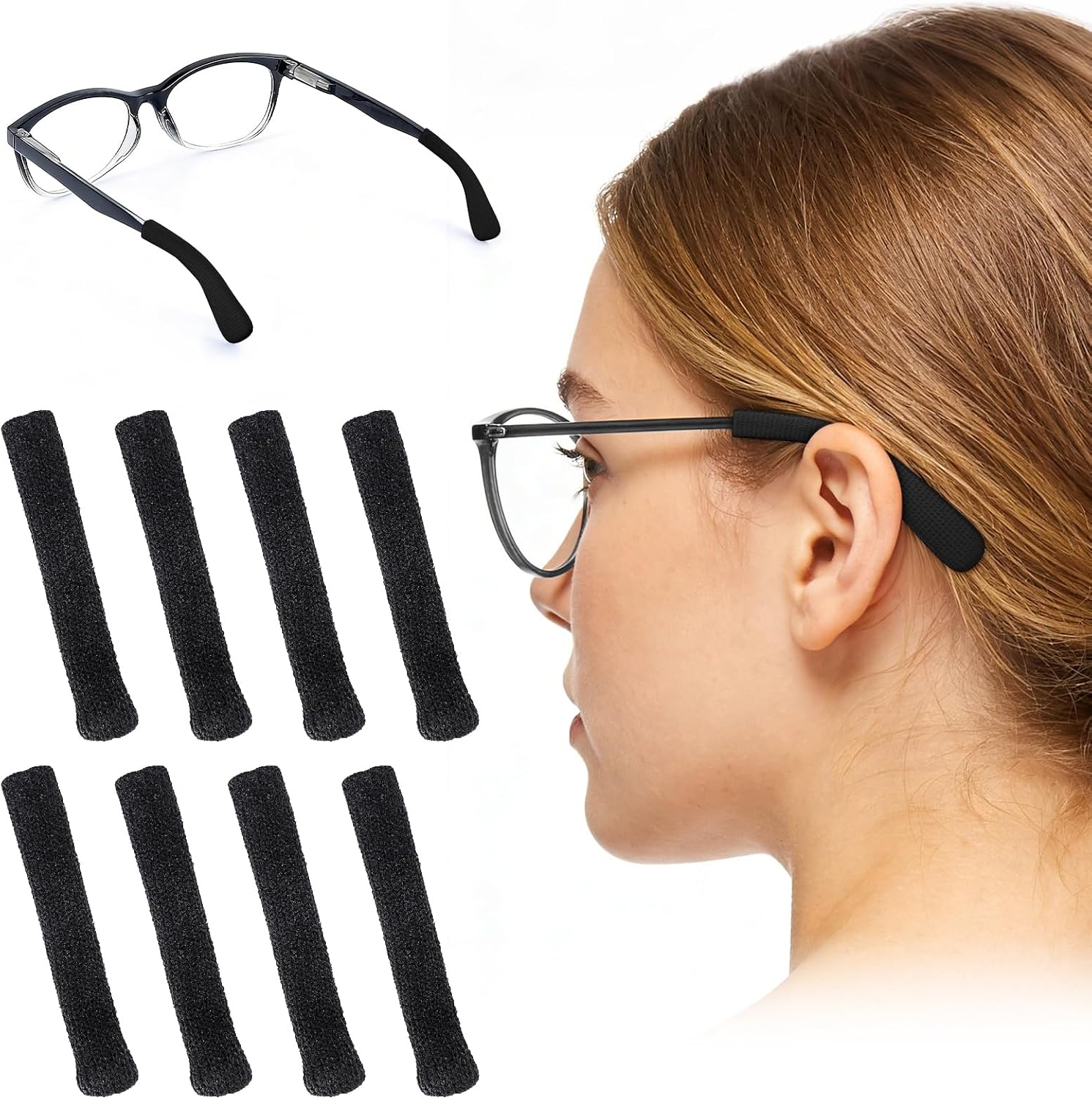 Vibit 8 Pcs Cotton Glasses Ear Cushion, Glasses Ear Grips, Anti-Slip