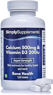 Calcium Tablets with Vitamin D | High Strength Supplements for Bones & Teeth | Vegetarian Friendly | 500mg of Calcium and ...