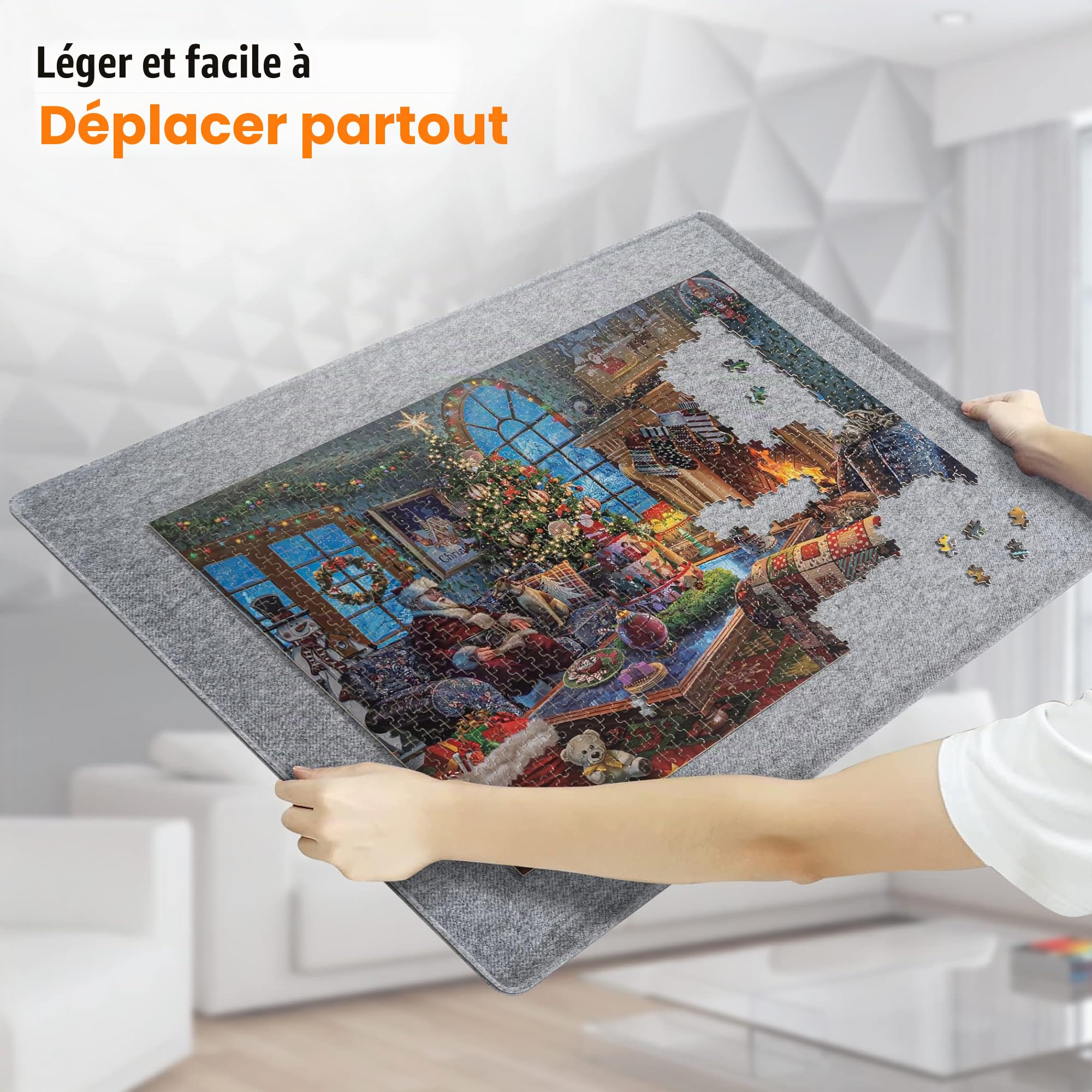 Lavievert Planche de Puzzle Portable avec Housse et 8 Plateaux de Tri - Support de Rangement en Feutre pour Adultes, Jusqu'à 1500 Pièces (Gris)