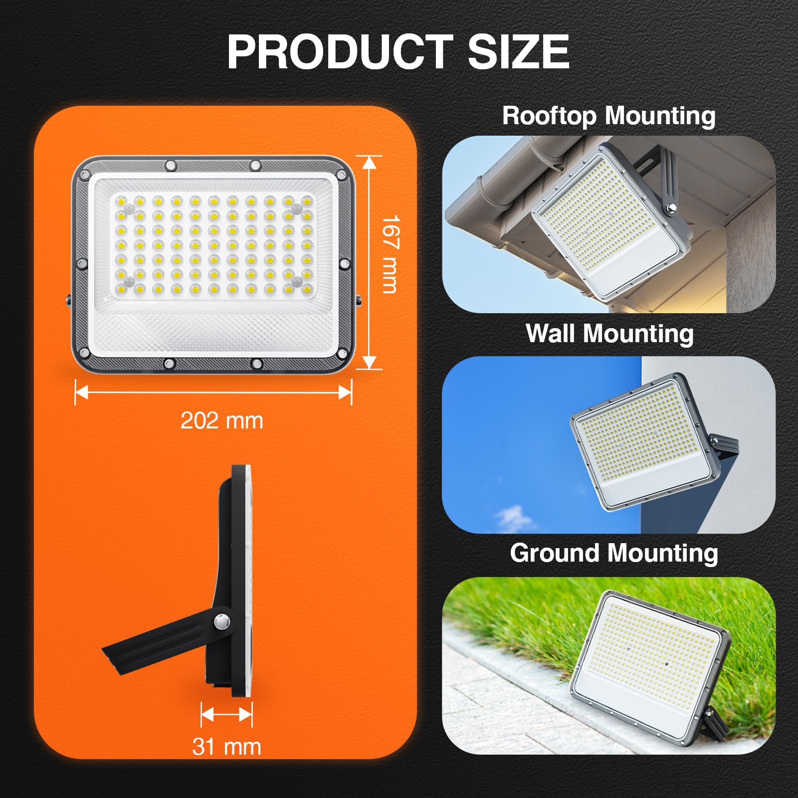 KOSOOM Faretto LED da Esterno 50 W luce Fredda 6500 K Lente Ottica Faro LED Esterno 5500 lm IP66 impermeabile, per giardino, Patio, garage, Piscina fuori terra, campo sportivo, cortile, 2 pezzi