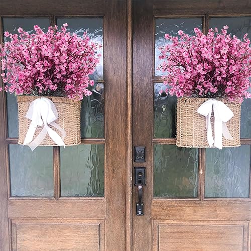 Miniatura 4 de AILANDA 12 paquetes de flores artificiales de gypsophila, arreglos florales de seda rosa, arbusto de aliento de bebé, flores artificiales de tacto