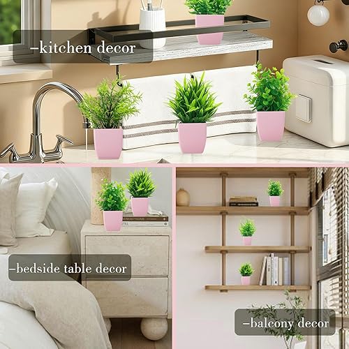 Miniatura 48 de GREENTIME 4 plantas falsas en maceta, pequeñas plantas artificiales de interior en maceta blanca para el hogar, oficina, dormitorio, escritorio
