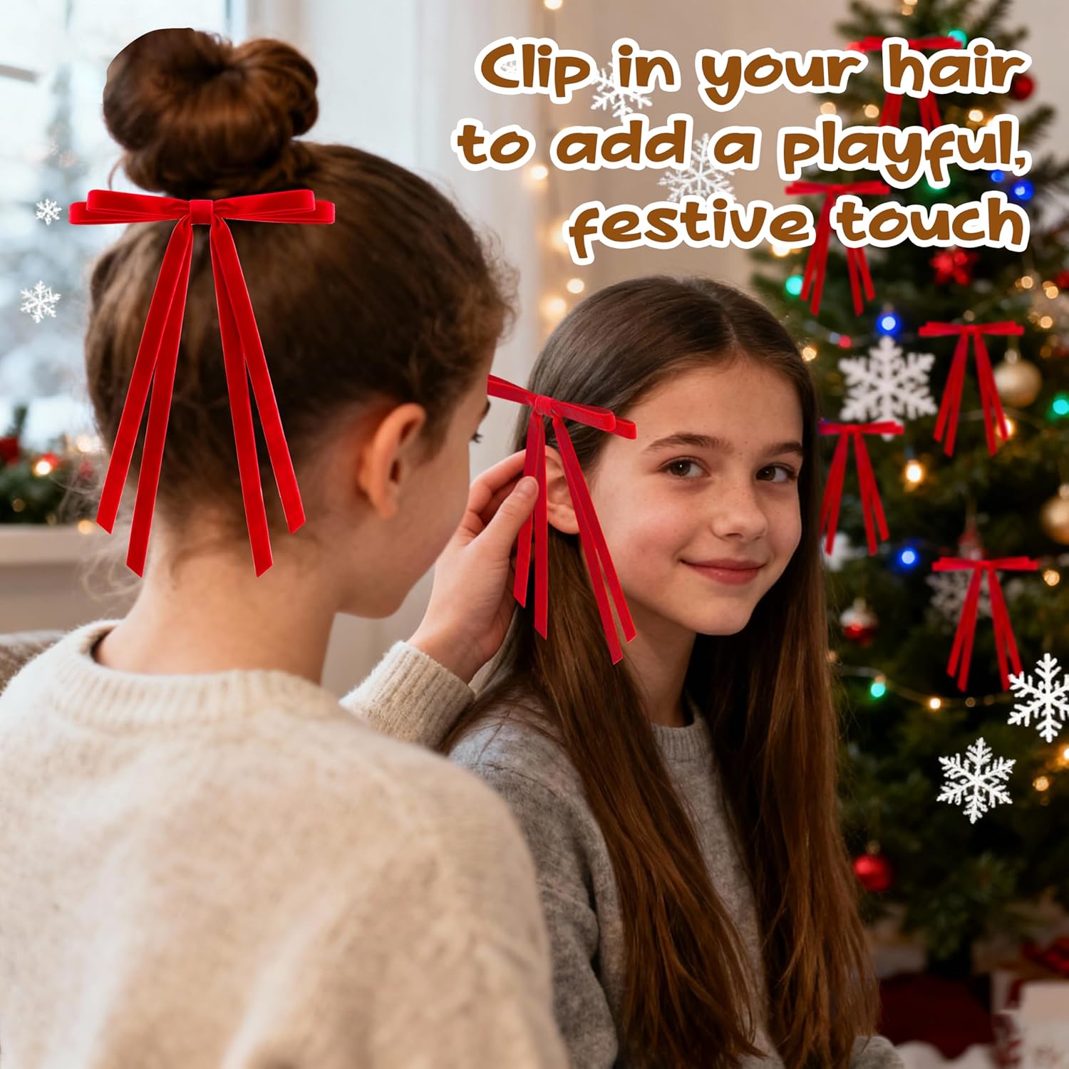 24 Pcs Christmas Bows for Tree, Red Velvet Ribbon Bow for Christmas Tree, Pre-Tied Vintage Xmas Bows for Xmas Trees Wreaths Gifts Wedding Indoor Outdoor Decorations, 5 x 7 Inch - Image 7