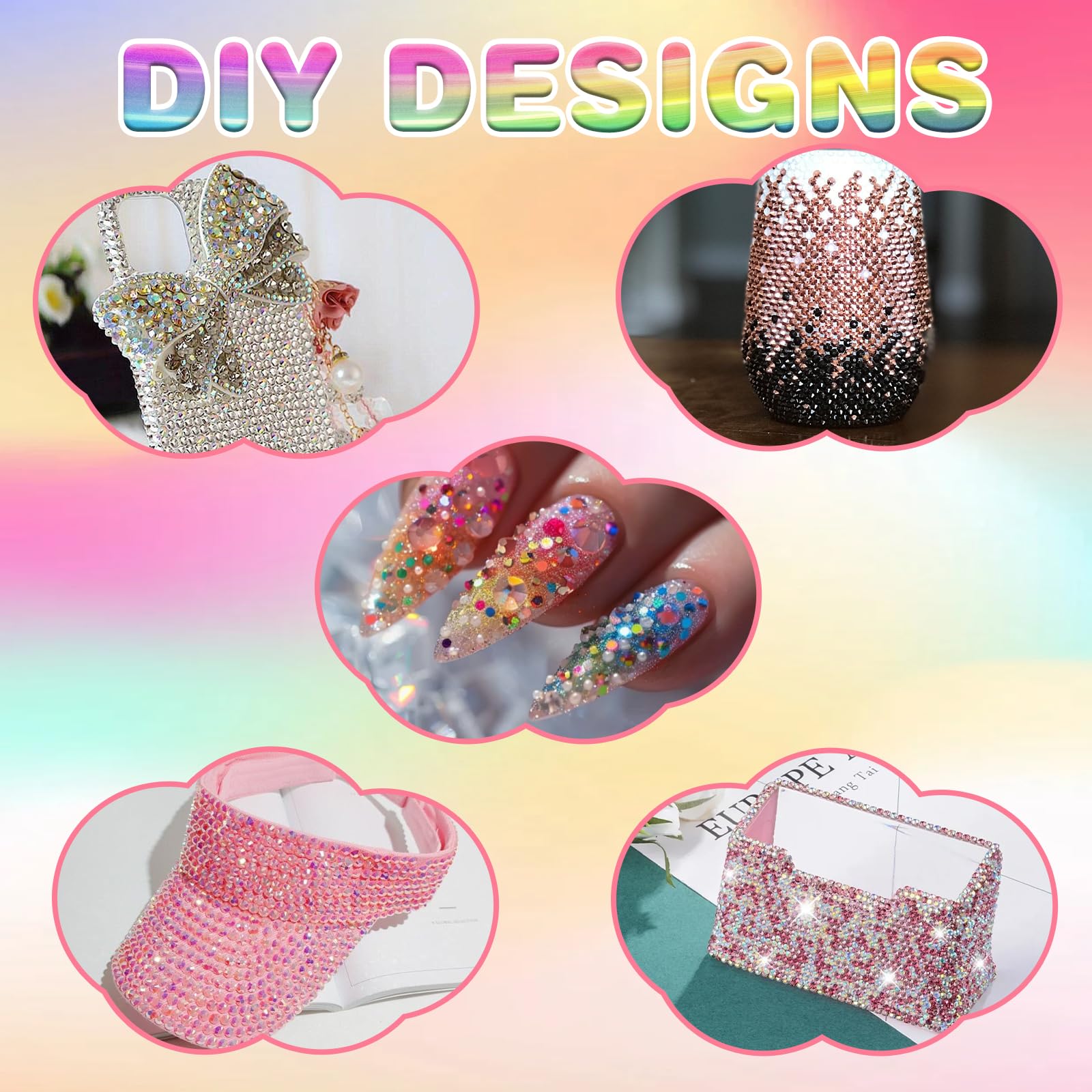 Multicolor High-Gloss Resin Flatback Rhinestones (3mm) with 3Pcs B7000 Jewelry Glue - DIY Bedazzling Kit for Diamond Art, Nail Art & Crafts (0): 24000