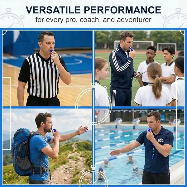 Sifflets de Sport 130 dB Sifflet Arbitre Professionnel sans Bille Sifflets pour Entraîneur de Football Basketball et Survie en Plein Air, Bleu - 5