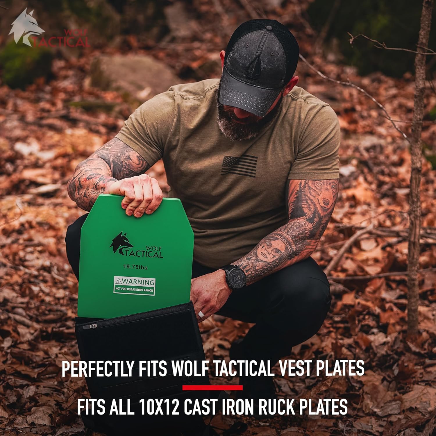 WOLF TACTICAL Weighted Backpack Rucking Backpack for Weight Plates Rucksack for Running Walking Strength Training