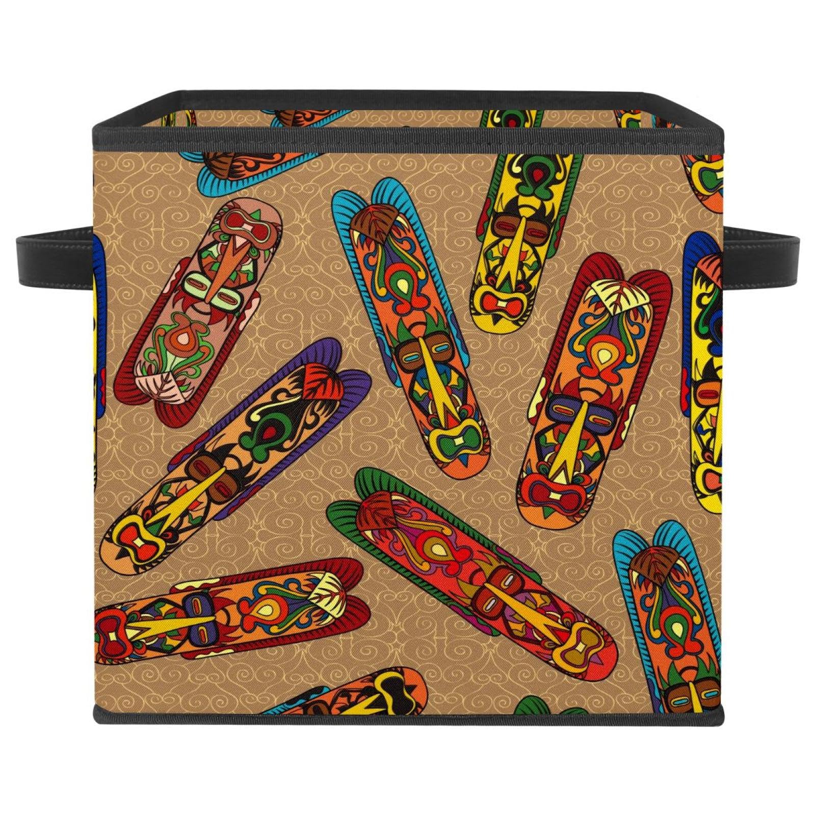 Panier de rangement en tissu avec poignées solidement cousues pour dressing