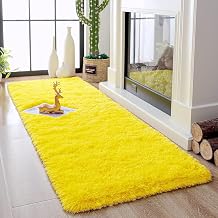 Carpet for Hallway, Kitchen, and Modern Interiors, Cozy Shag Runner for Living Room, Entryway & Office Décor Size 1.5x3 feet Yellow