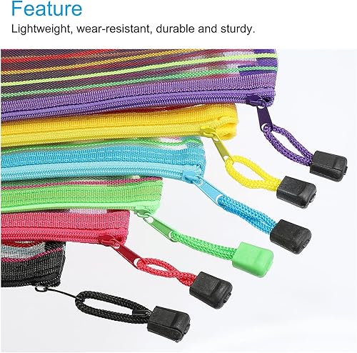 Miniatura 4 de MECCANIXITY Bolsa de malla con cremallera, bolsa de malla de nailon A5, estuche para lápices, bolsa de documentos con cremallera para maquillaje de