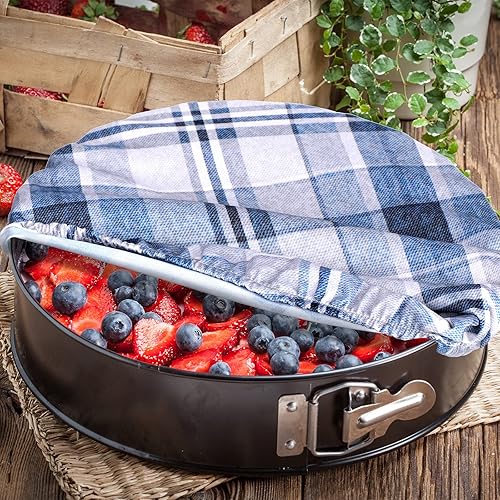 Miniatura 4 de Patelai 10 fundas reutilizables para tazones en 5 tamaños, tela elástica, fundas elásticas para tazones de almacenamiento de alimentos, tapas de