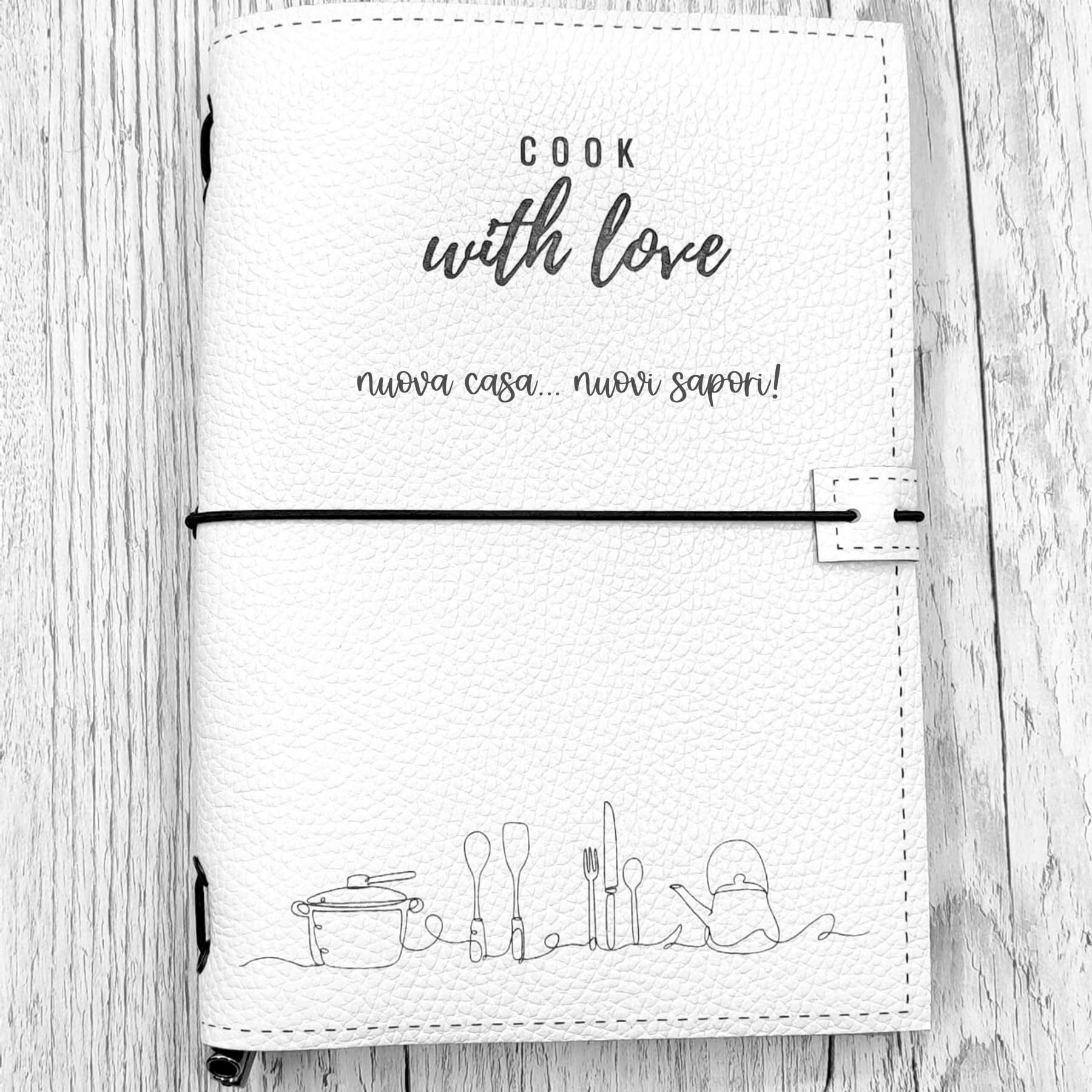 Il mio ricettario da scrivere con copertina Personalizzabile in pelle | In stile Midori, Formato A5, contiene 3 quaderni per scrivere le tue ricette | Idea regalo per nonna, mamma, amiche e amici