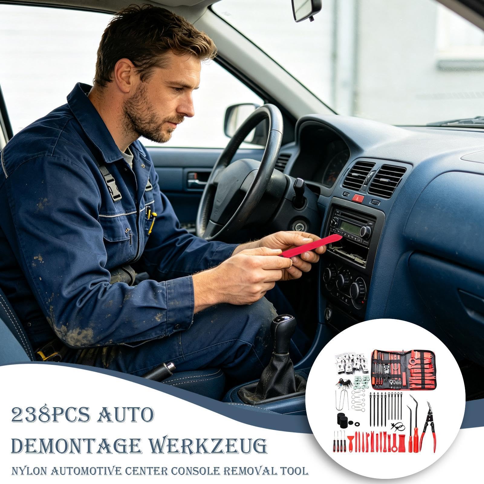 Kit Rimozione Finiture Auto Set Leve Manutenzione Rivestimenti Auto | Attrezzo smontaggio pannelli auto per Casa Garage Esterno Officina Cruscotto Autoradio Berlina Camion SUV