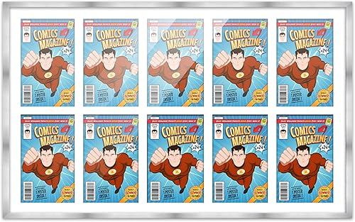 Miniatura 118 de Poster Palooza Marco de cómic con paspartú para 4 cómics de la era actual publicado después de 1985, marco de cómic negro para cómics de 6.875 x