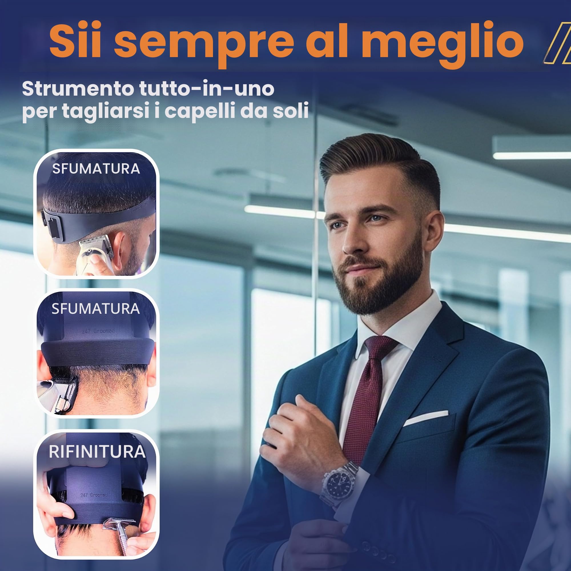 Kit per taglio di capelli da uomo | Guida SelfCut da uomo: modello di rasatura per scollatura e guida alla dissolvenza | Strumento di dissolvenza dei capelli di dimensioni regolabili e modello per