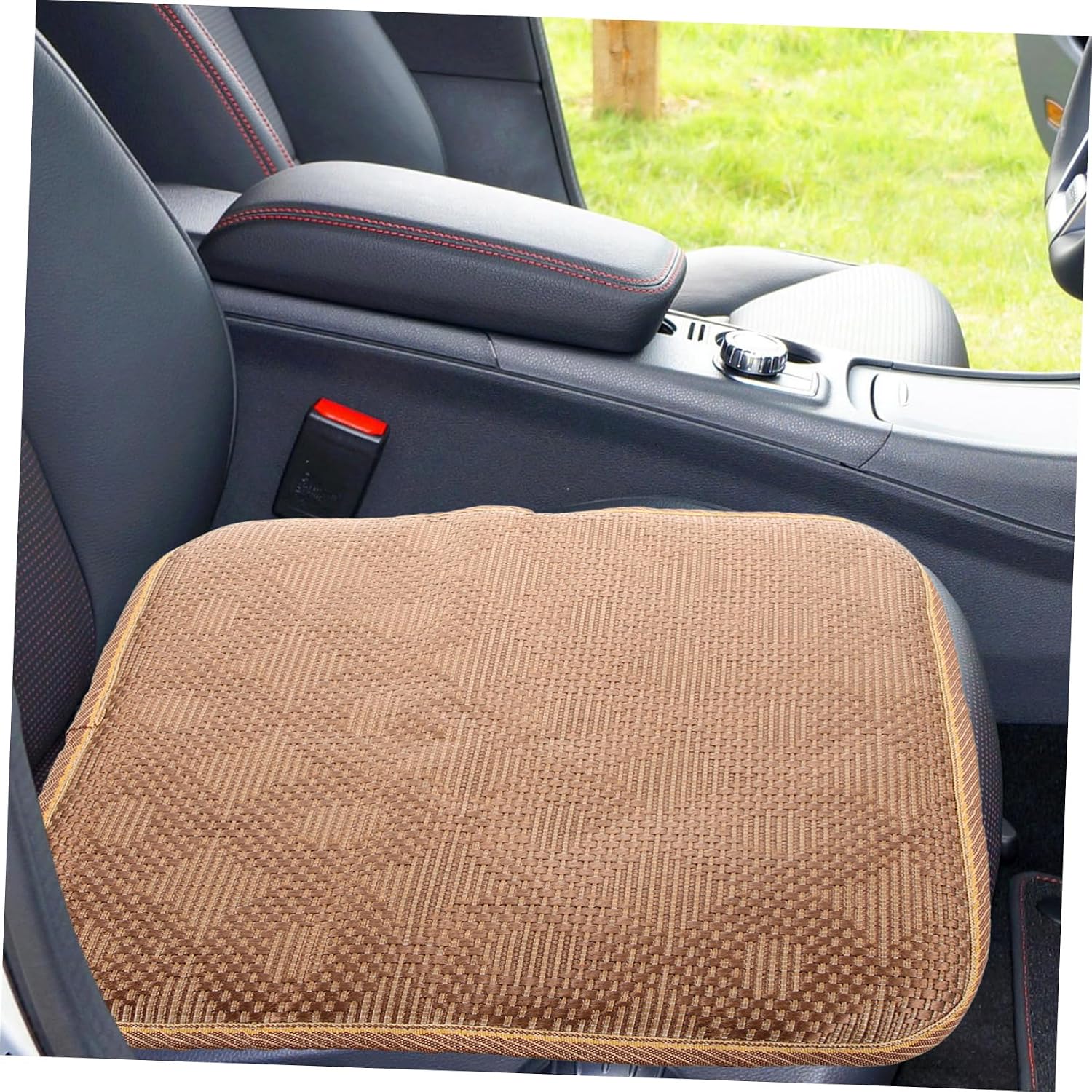 Car Seat Cooling Cushion Breathable Automotive Seat Pad for Comfort Dual-Sided Design Circle and Linen Gray for Cars Office Chairs and Home Use