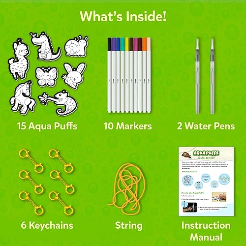 Miniatura 6 de Skillmatics Kit de arte 3D  Animales Aqua Puffs, pintura sin desorden por números, manualidades para niños, color de bricolaje e inflado, viajes y