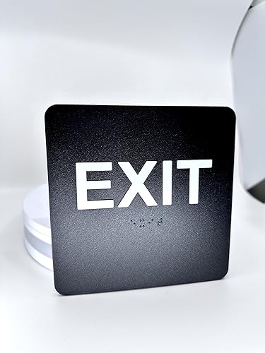Miniatura 2 de ADA EXIT Sign Braille Grado II, 6.0 x 6.0in, cinta de doble cara (negroblanco)