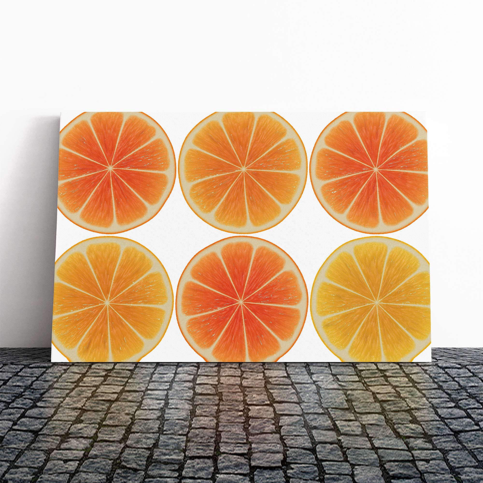 Orange Slices Canvas Print | Gallery Wrapped 30mm Frame Wall Art | 30x20 inches | Ready to Hang | Modern Still Life Picture | Living Room Bedroom Lounge Office