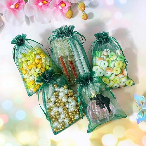 Miniatura 46 de Hopttreely 100 bolsas de organza transparente de alta calidad, bolsas blancas para recuerdos de boda, 4 x 4.72 bolsas de regalo de joyería