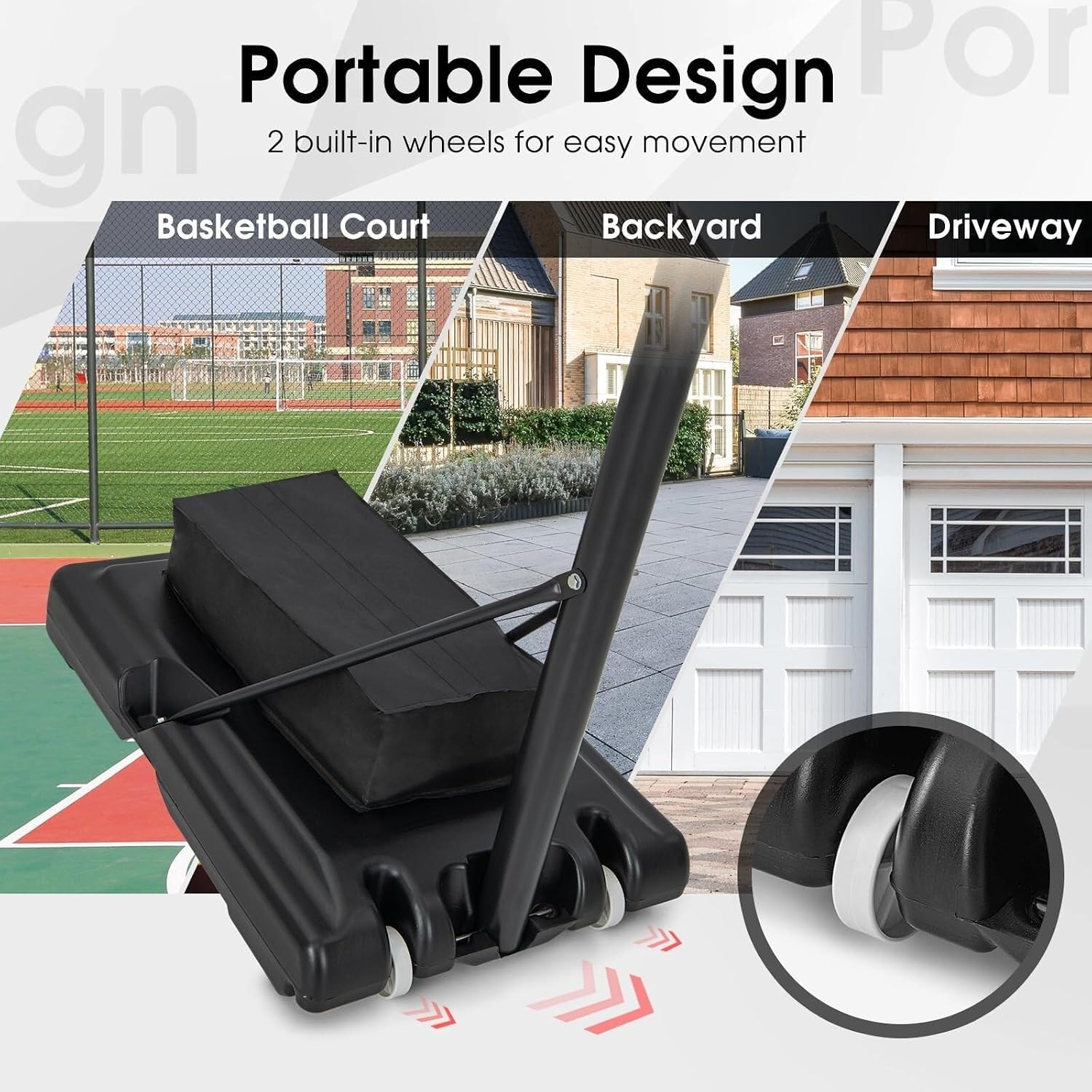 Basketball hoop base being filled with water or sand