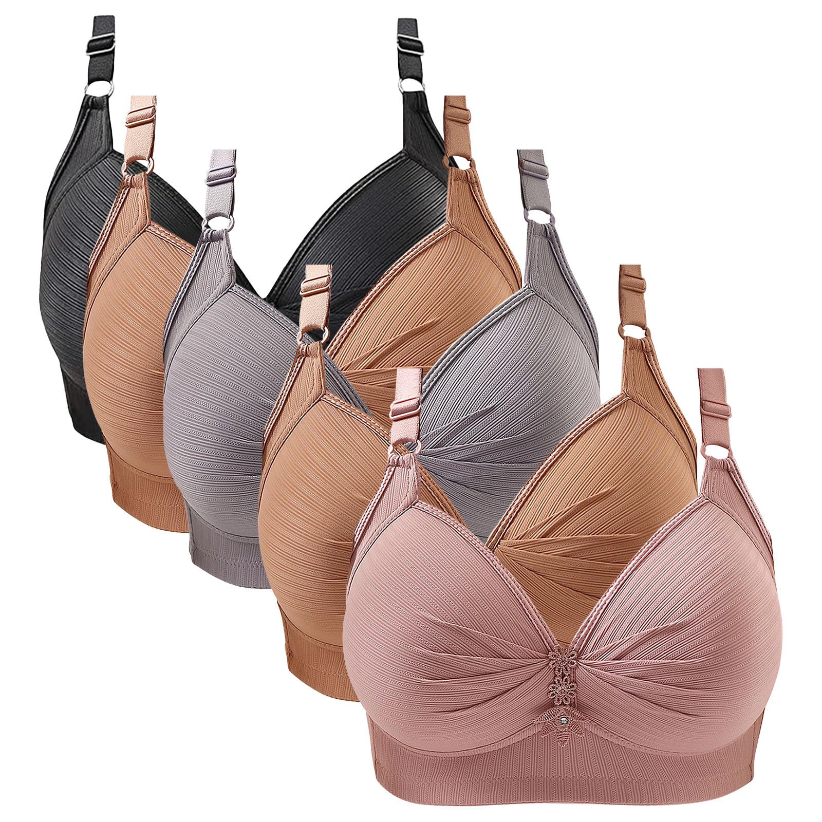 Sujetadores transpirables para mujer, paquete múltiple, corpiño plisado festoneado ultrafino, ropa interior casual, lencería en V con escote en V, cobertura completa, brasier suave y cómodo, lencería