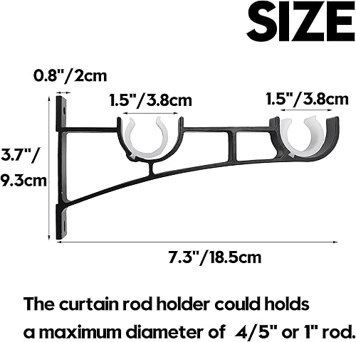 Miniatura 2 de AddGrace Paquete de 4 soportes de barra de cortina dobles para cortinero de aleación de aluminio resistentes