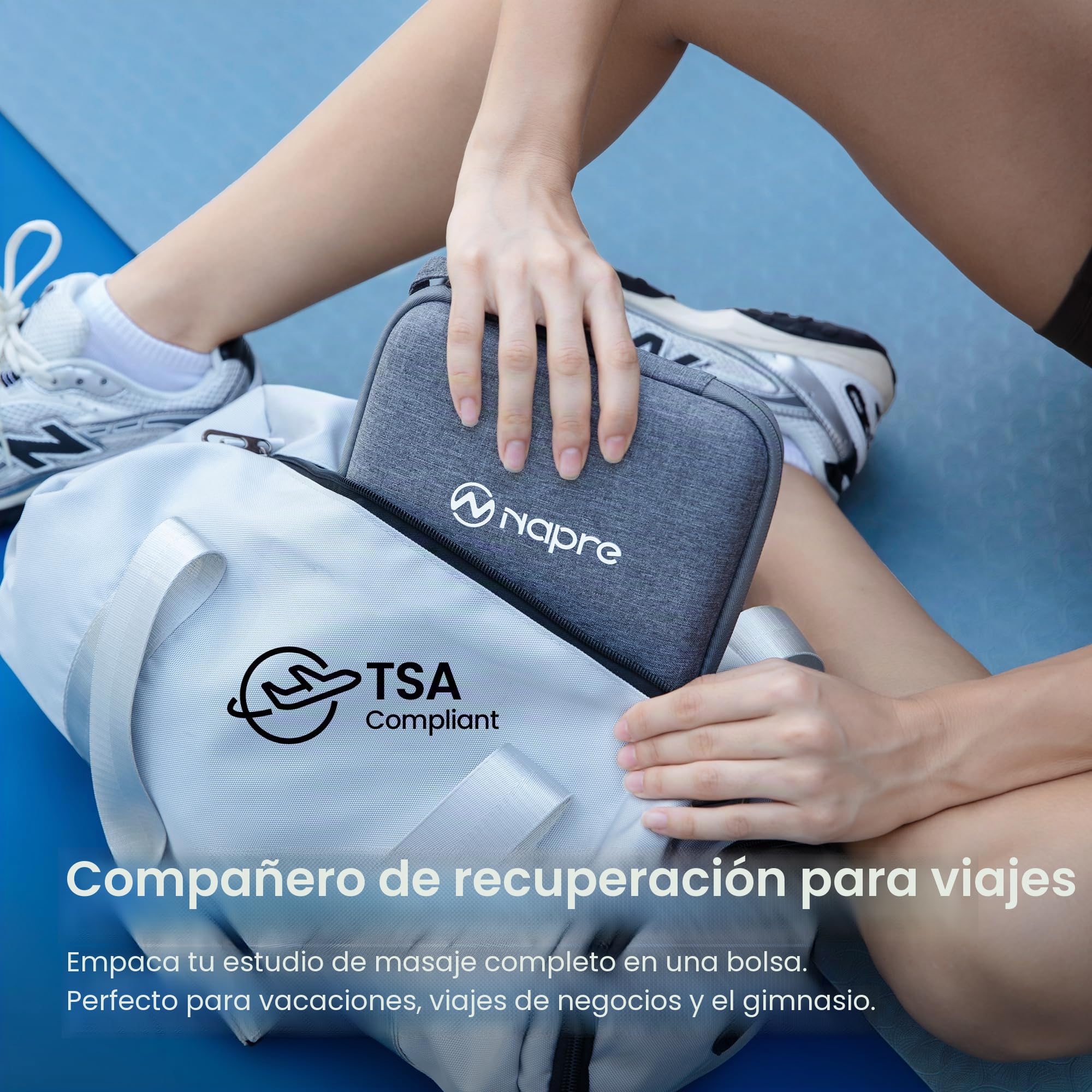 Pistola de Masaje Muscular Calor y Luz roja,NAPRE Mini Pistola Masaje Massage Gun con Mango Desmontable,5 Cabezales,Silencioso,Pistola Masajeadora Muscular Cervical y Espalda–Regalo Para Hombre,Mujer