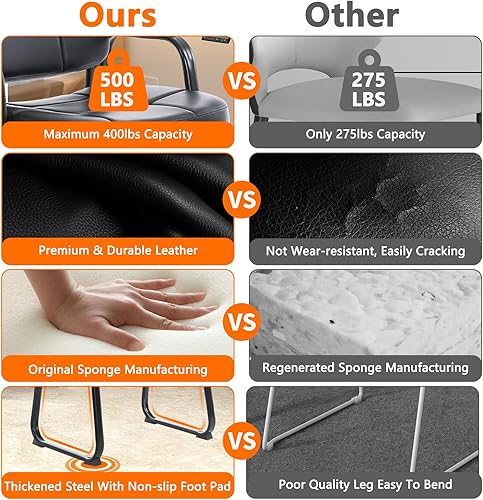 Miniatura 6 de CLATINA Silla Grande y Alta para Sala de Espera de Invitados con Cuero Vinculado, Reposabrazos Acolchado y Base de Trineo para Recepción de Oficina,