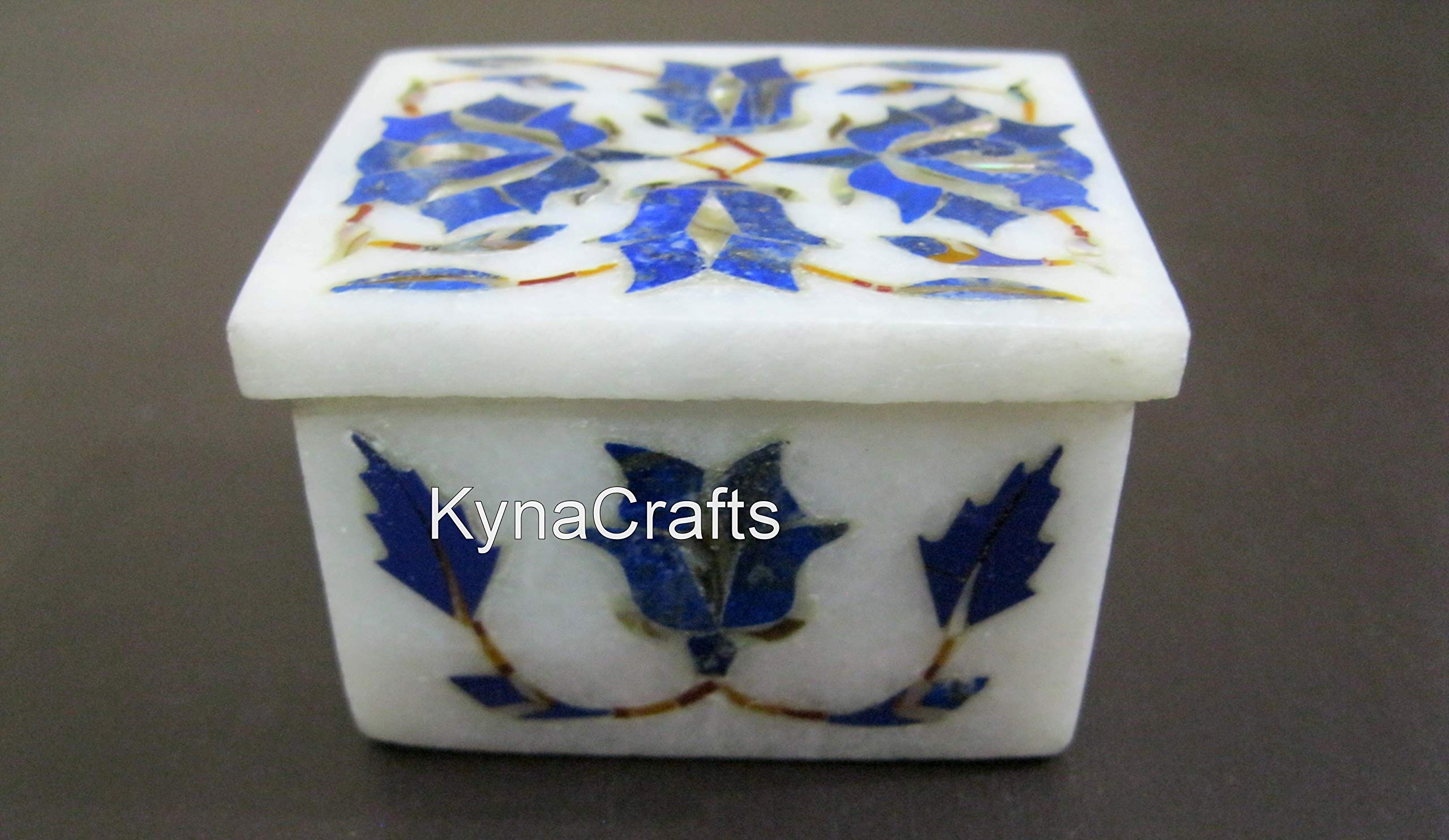 Joyero de mármol I Caja de baratija de mármol I Caja hecha a mano I Caja de regalo de mármol I Caja de clip de corbata de arte floral I Caja de gemelos de mármol 6.3 x 3.8 cm