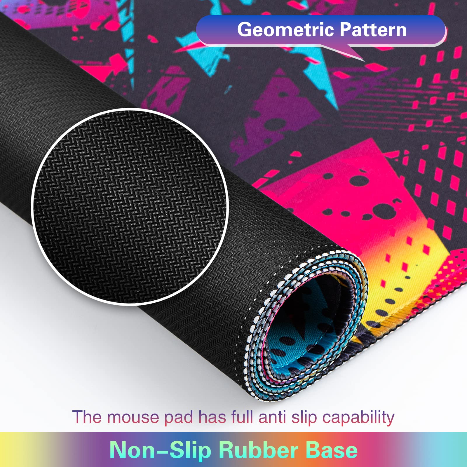 Canjoy Alfombrilla de mouse para juegos de 31.5 x 15.8 pulgadas, extendida, XXL, grande, para teclado de computadora, alfombrilla de escritorio con base antideslizante y de goma y borde cosido