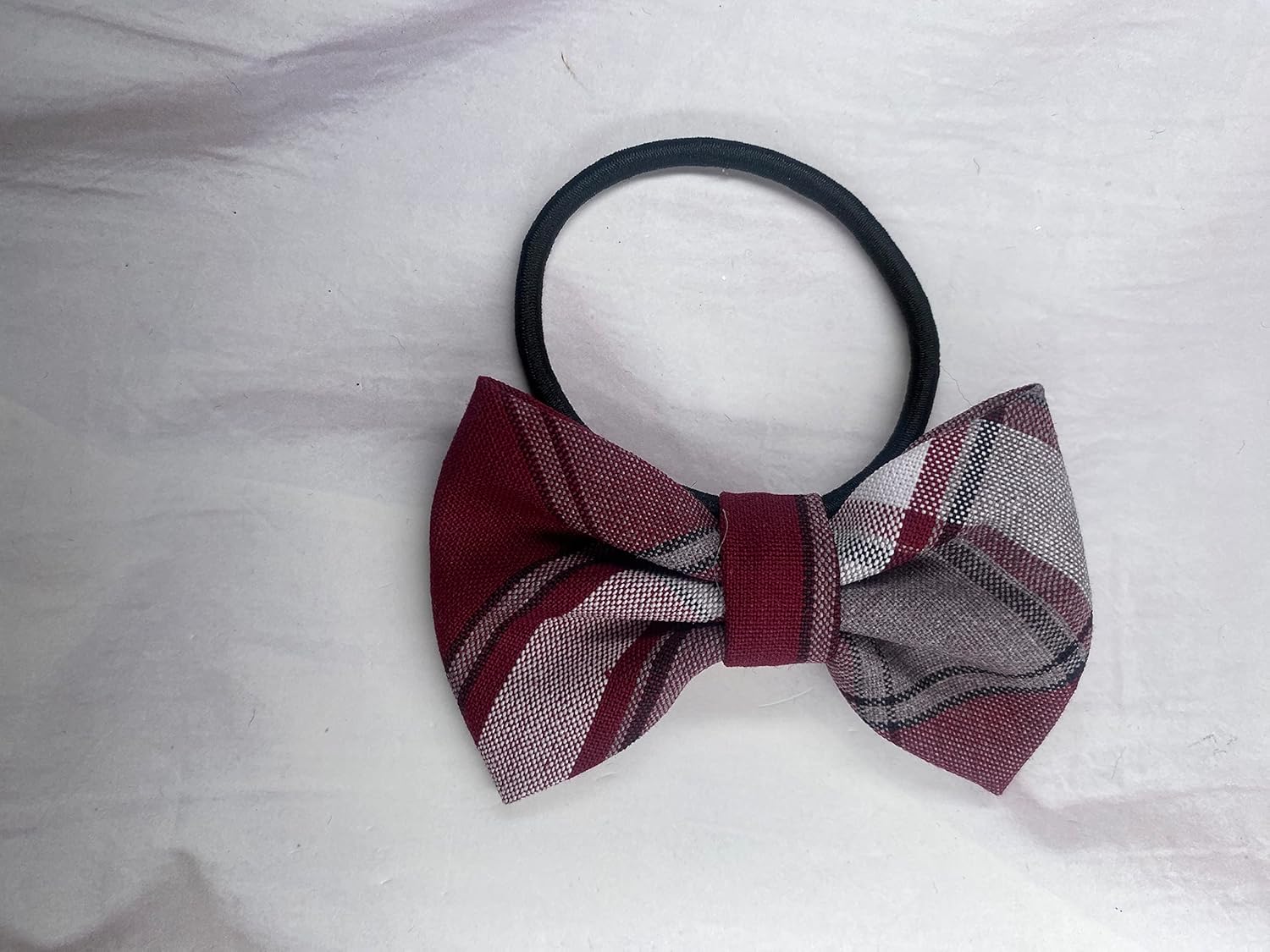 Back to School Hair Bow Tie Set/School Uniform Plaid Small Bow in Elastic Tie/Medium Bow on French Barrette/Girls/School Plaid Accessories (Plaid 54)