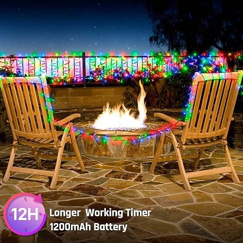 Miniatura 3 de Tira de luces solares de Navidad para exteriores, 2unidades, 72pies, 200LED, 8modos, guirnalda impermeable de luces para jardín, patio, valla,