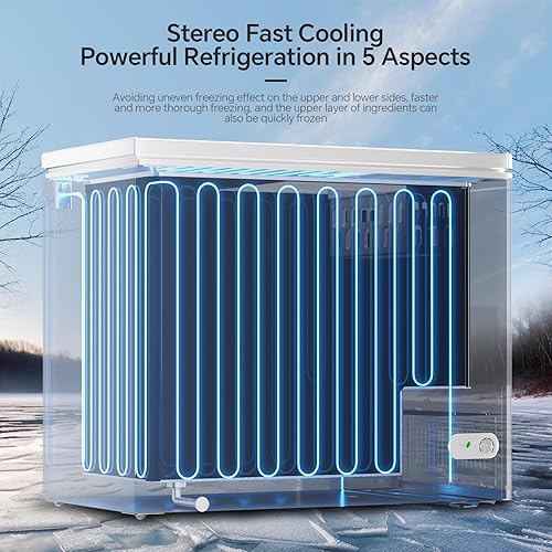 Miniatura 2 de Kismile Congelador de pecho de 7.0 pies cúbicos con cesta extraíble, parte superior abierta, congelador compacto con temperatura ajustable para el
