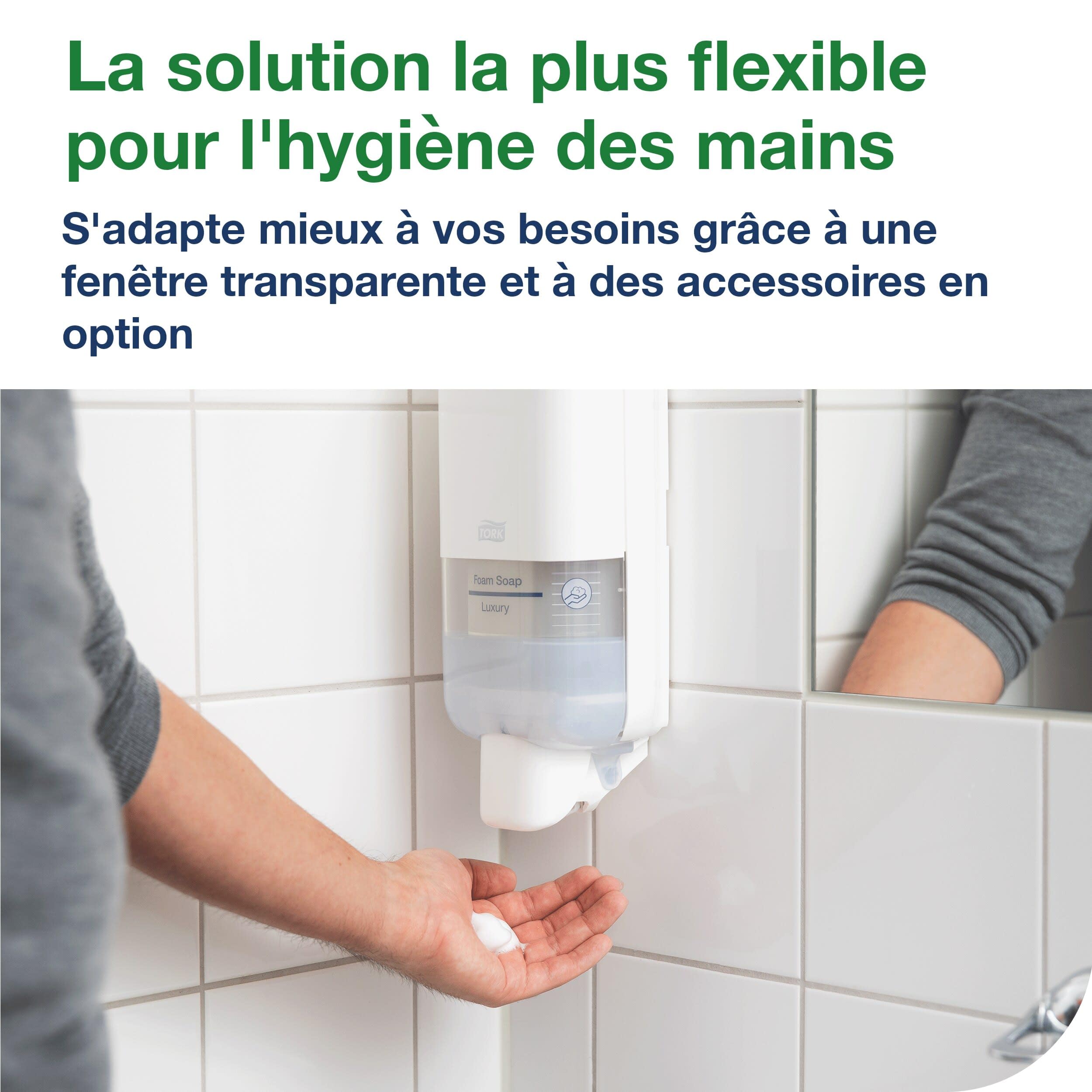 Tork Distributeur de Savon et de désinfectant Blanc S4, consommables Mousse, Liquide et Gel, Gamme Elevation, 564500