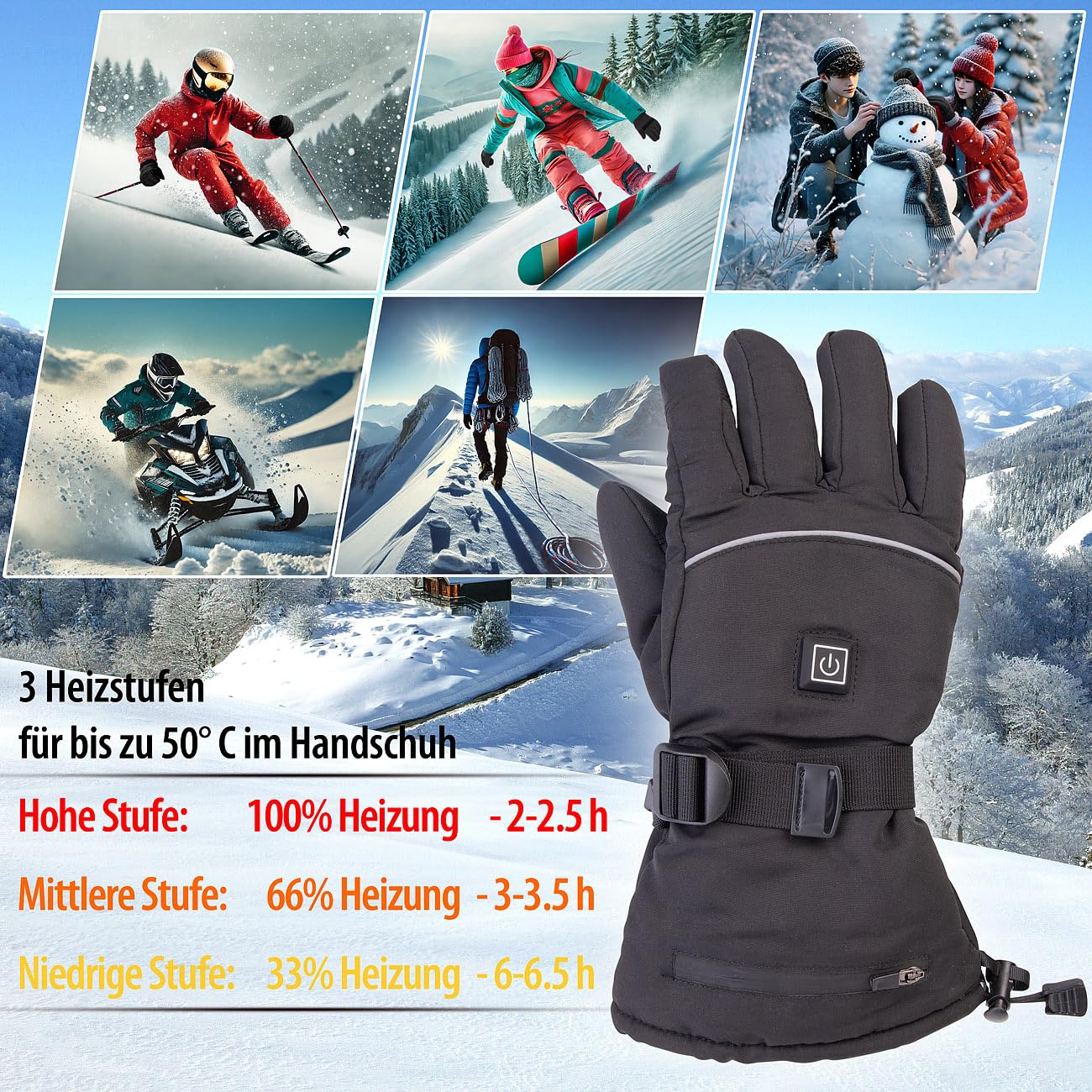 PEARL urban Thermo-Handschuhe: Beheizbare Handschuhe mit Akkus, wiederaufladbar, Versandrückläufer (Beheizbare Damen, elektrisch, Frost) Fashion