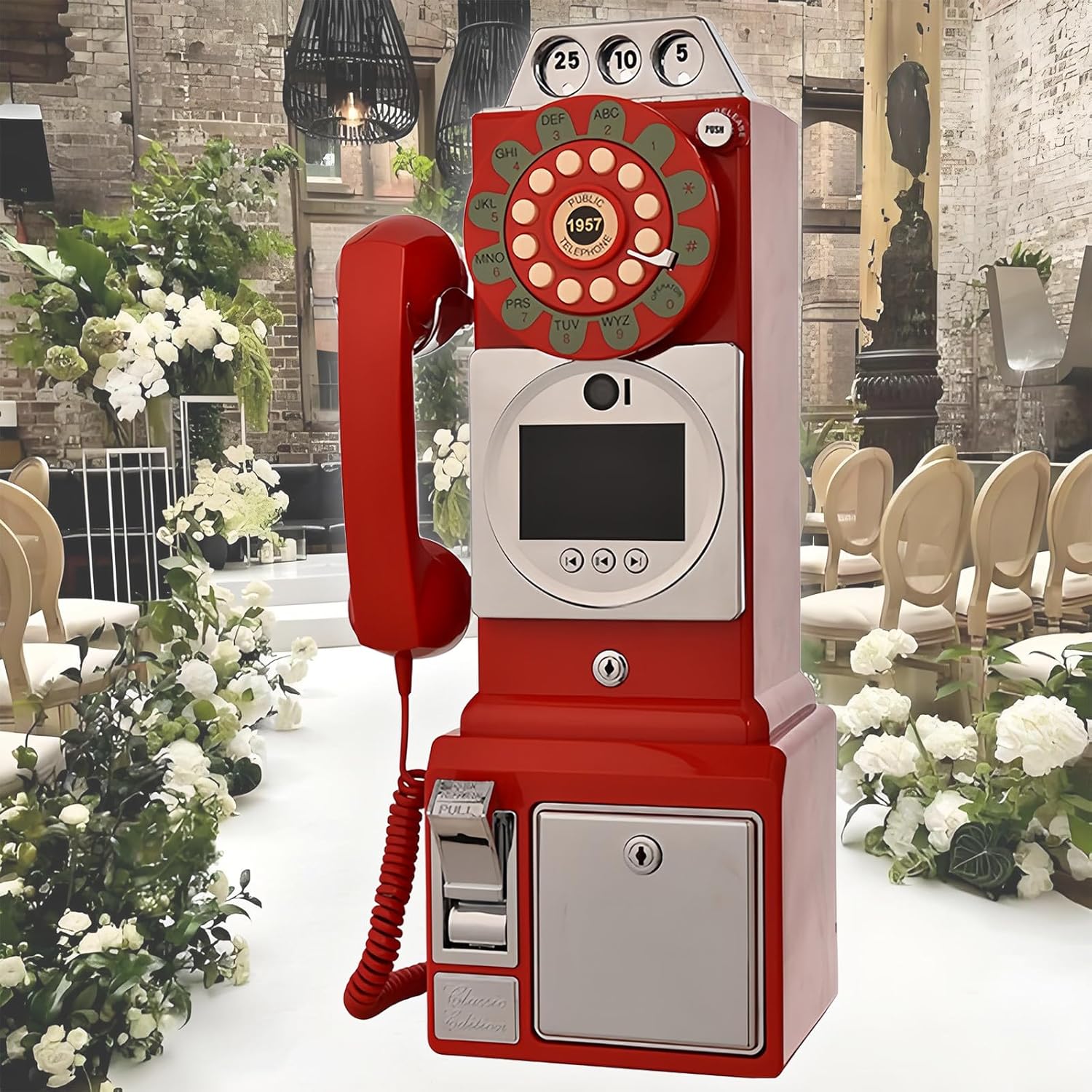 Personalized 1080p Video Guestbook for Weddings & Events, 64GB Memory, Clear Audio & Voice, Unique Guest Book Decorations for Memorable Celebrations, Blessing Red