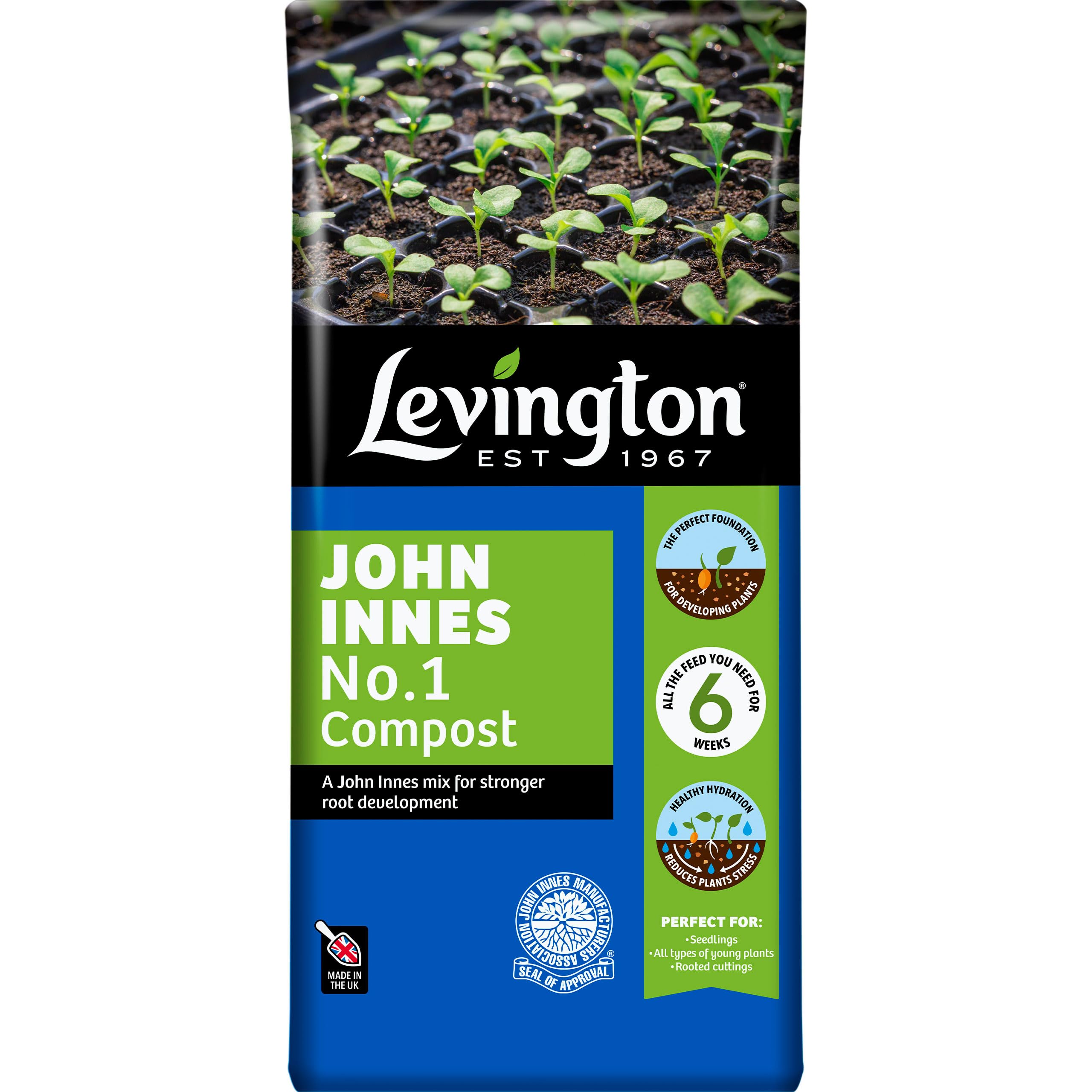 Levington PEAT FREE John Innes No.1, 25 Litres - Perfect for Seeds,Seedlings,Plug Plants & Cuttings