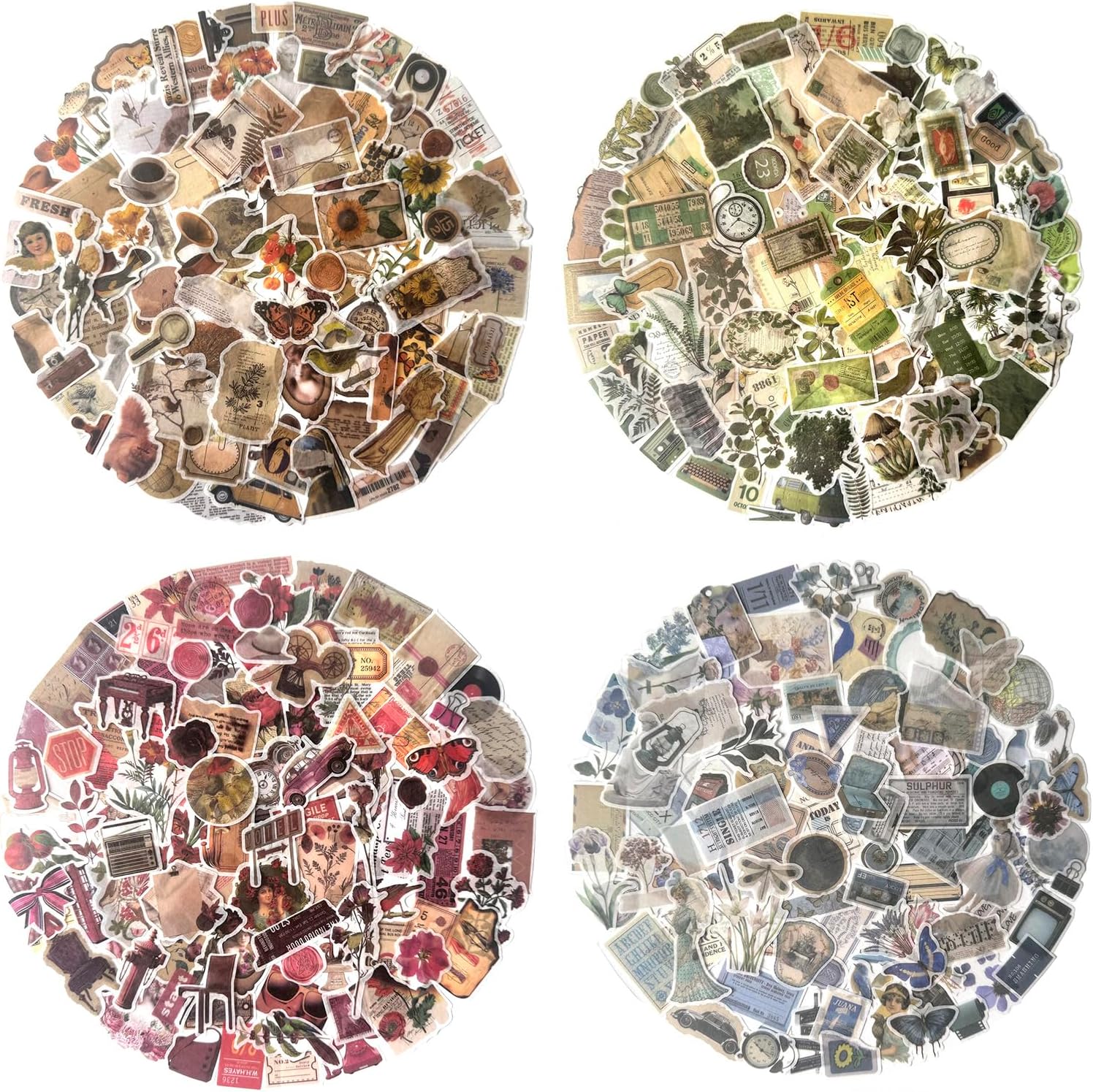 Vintage Washi Sticker Set, 400PCS Floral Retro Nostalgic Ephemera Stickers for Scrapbooking Journaling DIY Crafts Planner Diary Album Handmade Work Journal Envelope Gift Wrapping