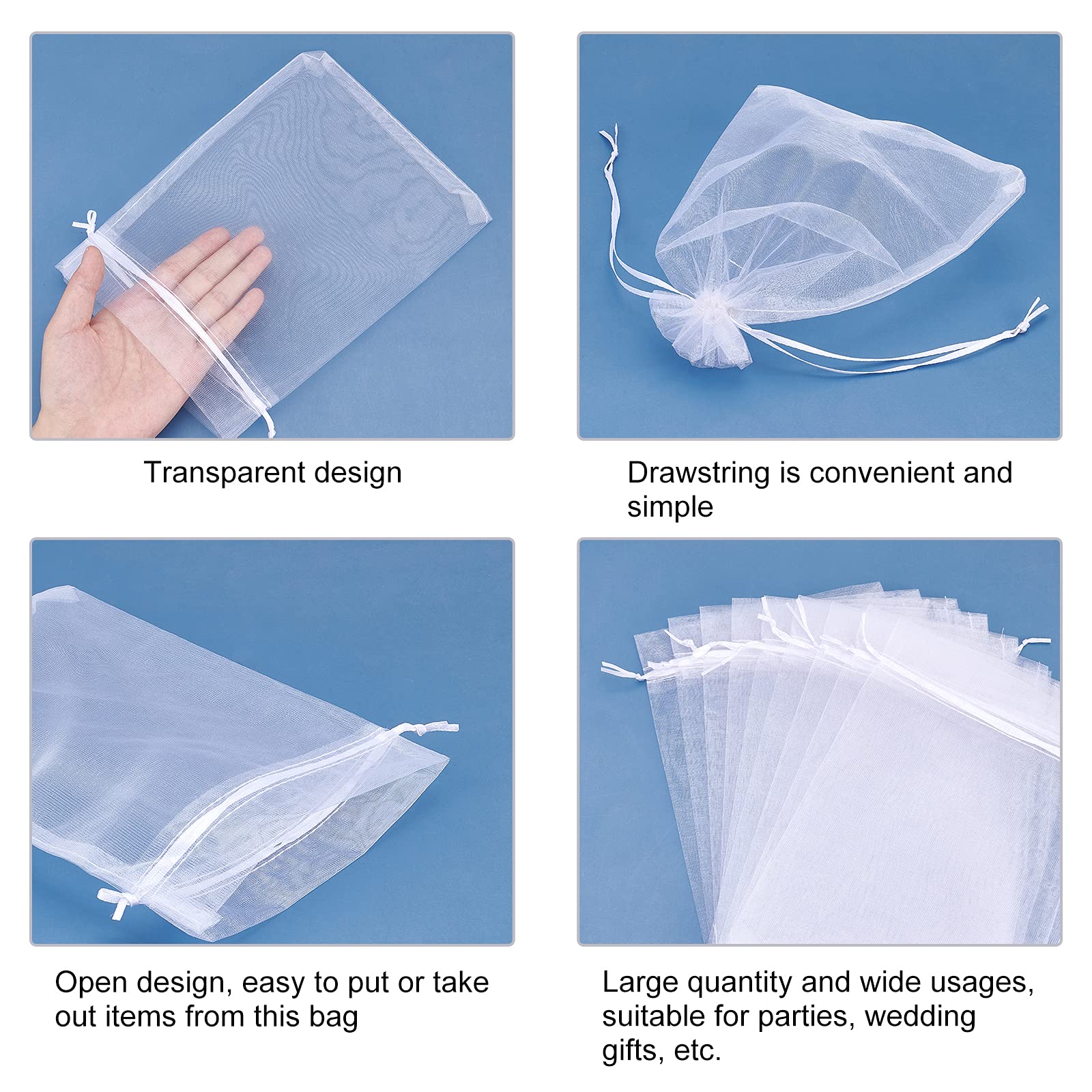 NiceButy Couleur mixte Sheer Cordon de cordon Organza Bijoux Pochettes Bijoux Pochettes Sacs de